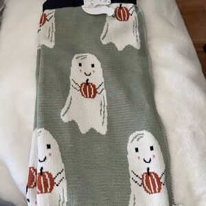 GOBLIN & GHOUL GREEN GHOST PUMPKIN JACK O LANTERN OVERSIZED HALLOWEEN THROW NWT